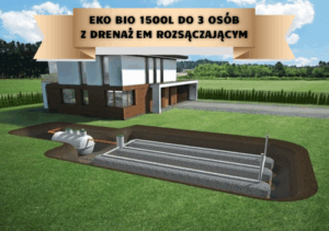 Przydomowa oczyszczalnia biologiczna EKO-BIO 1500 l do 3 osób z drenażem 20 mb