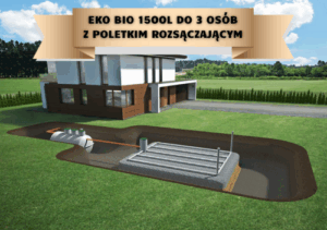 Przydomowa oczyszczalnia biologiczna EKO-BIO 1500 l do 3 osób z poletkiem rozsączającym