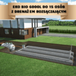 Przydomowa oczyszczalnia biologiczna EKO-BIO 6000 l do 15 osób z drenażem rozsączającym 54 mb